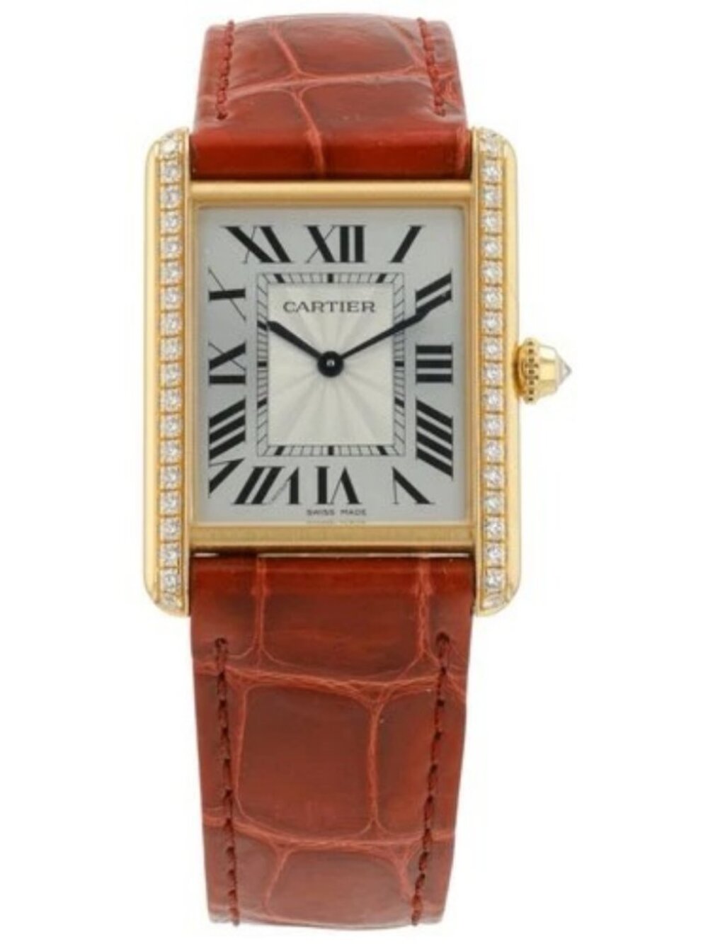 Cartier Tank Louis 18k Rose Gold Silver Dial 33x25mm Manual Wind Watch WJTA0038